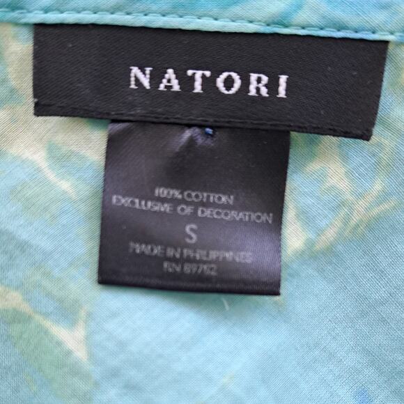NATORI Floral Stream Sleeveless Cotton Sleep Chemise Blue Multi Small - Picture 7 of 10